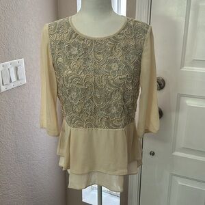 French Connection Feminine peplum top with 3/4 length sleeves